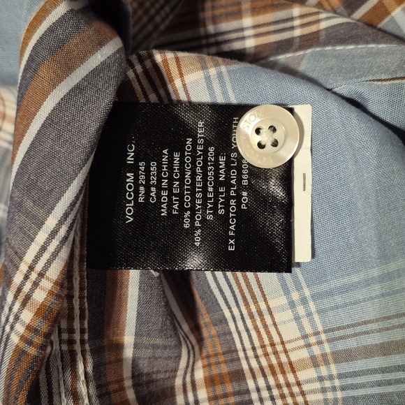 Volcom boys size Large plaid print long sleeve shirt, VGUC - Picture 6 of 6